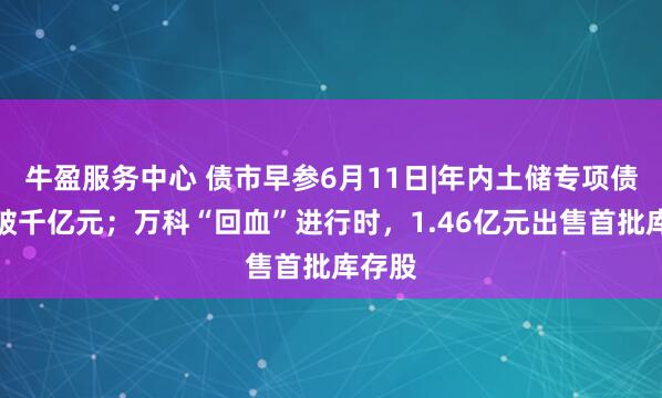 牛盈服务中心 债市早参6月11日|年内土储专项债新发破千亿元；万科“回血”进行时，1.46亿元出售首批库存股